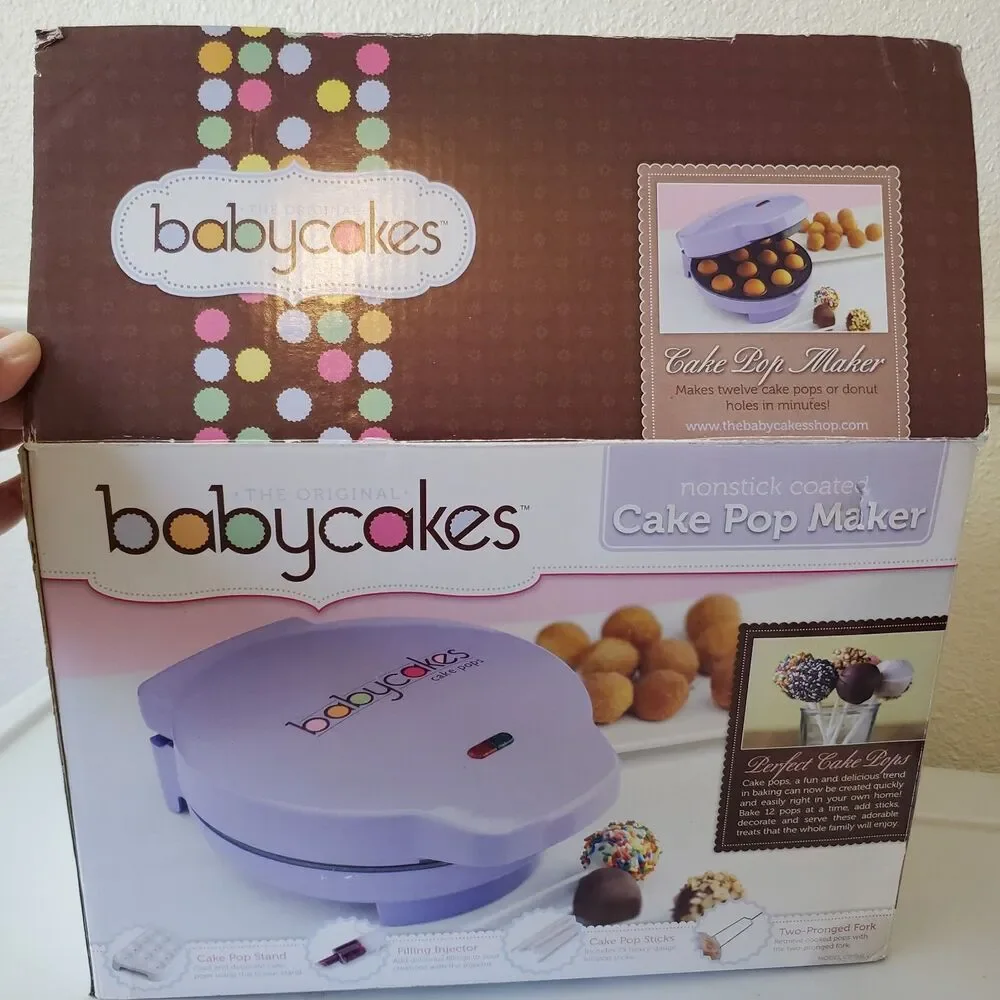 Babycakes‎ Cake Pop Maker #CP-94LV, Stand, Filling Injector, Fork, Pop Sticks